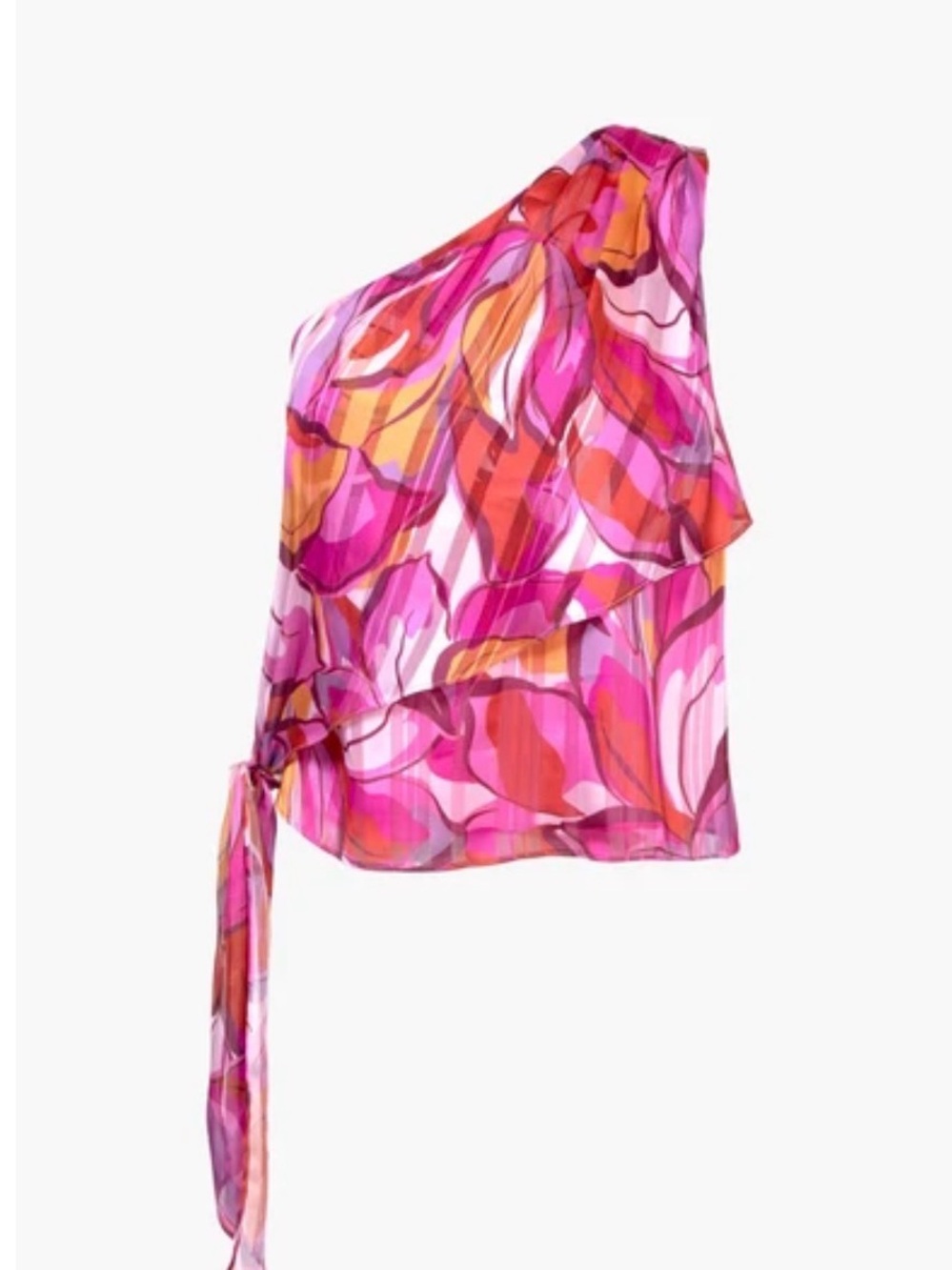 Adelyn Rae One-Shoulder Floral Camisole in Pink and Orange